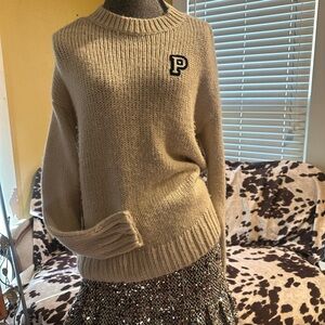 Victoria's Secret Cream Knit Sweater with Letter Detail